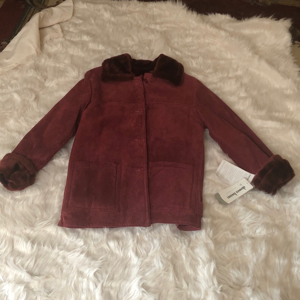 Dennis Basso wine/maroon Suede vintage Jacket tags attached.